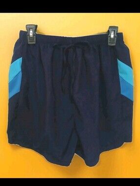 Inches Off Women's Size M Swim Shorts Navy With Blue Stripe Detail Quick Dry
